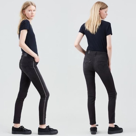 Levi's 721 High Rise Skinny Black Beaded Premium Denim Jeans in Glam Nights - 27 - Picture 1 of 11